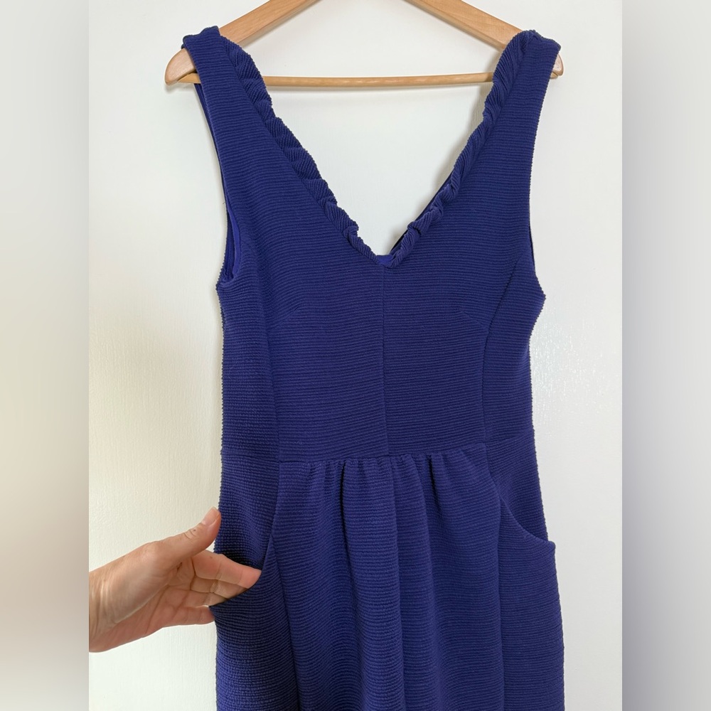 🆕 Maeve Anthropologie Ottoman Ribbed Ruffle Trim Sheath Dress Vintage Boho Chic - Picture 4 of 11